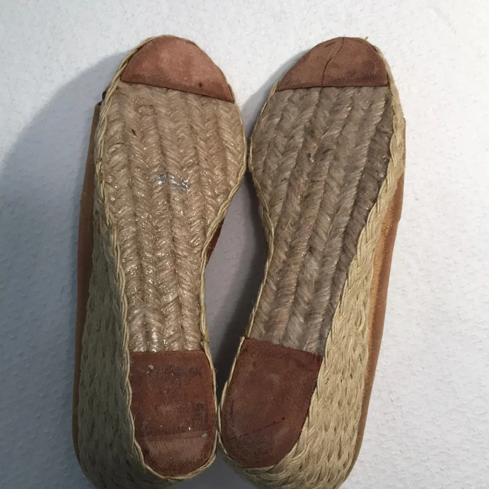 Ralph Lauren Cecilia Espadrille straw wedge heels, size 10. golden yellow orange